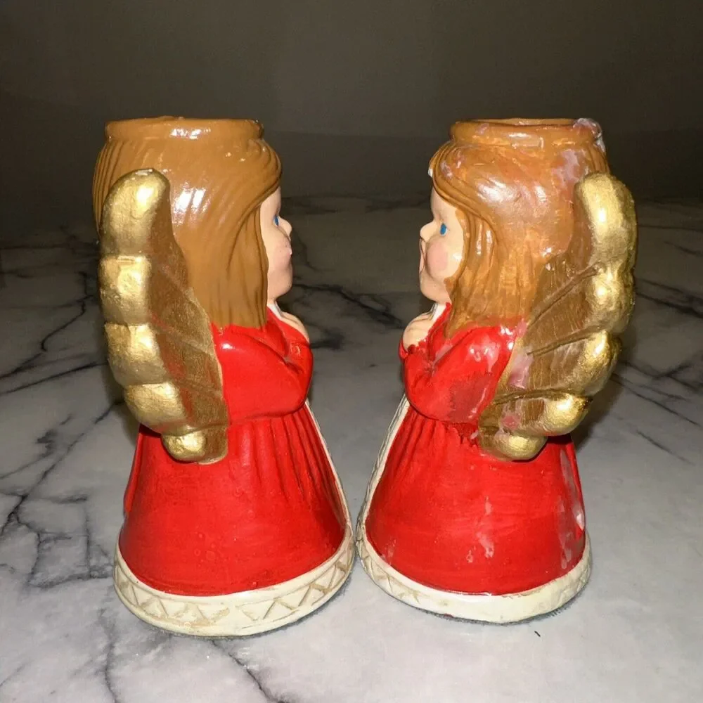 RARE LENOX Japan Holiday Angel Caroler Taper Candle‎ Holder Set 5